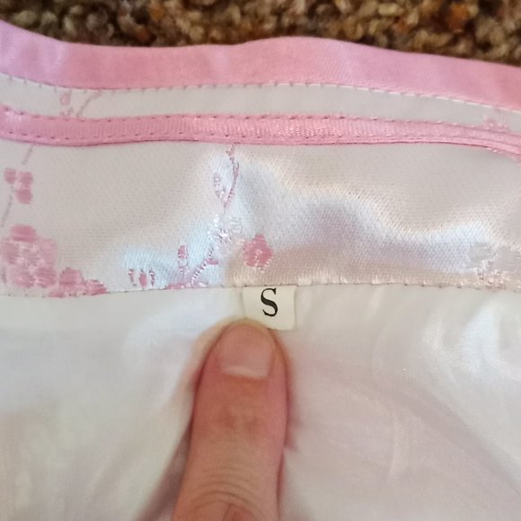 Pink Chinese Formal Traditional Cherry Blossom Shirt Women's Small Frog Ties - Picture 9 of 13